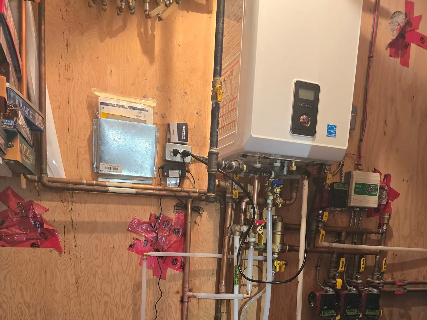Commercial boiler and copper piping installed by Rhino Plumbing