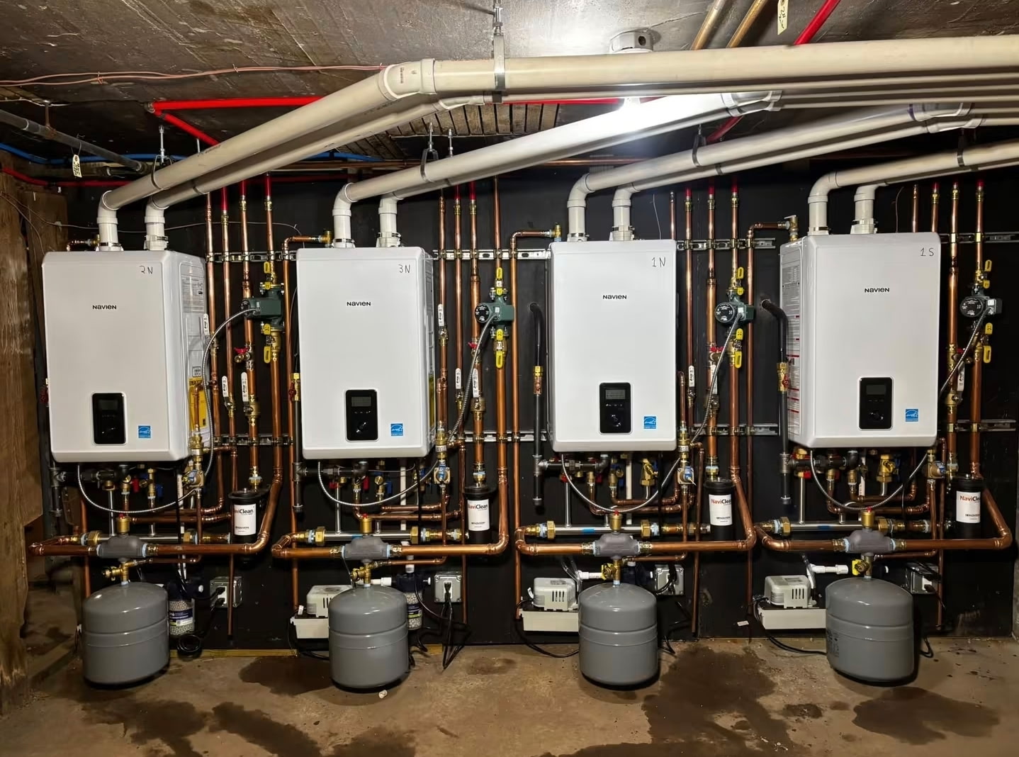 Commercial boiler and copper piping installed by Rhino Plumbing