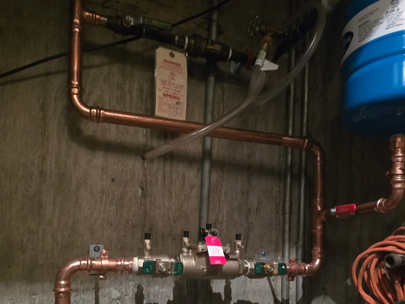 Copper water service line with isolation valves tested by Rhino Plumbing