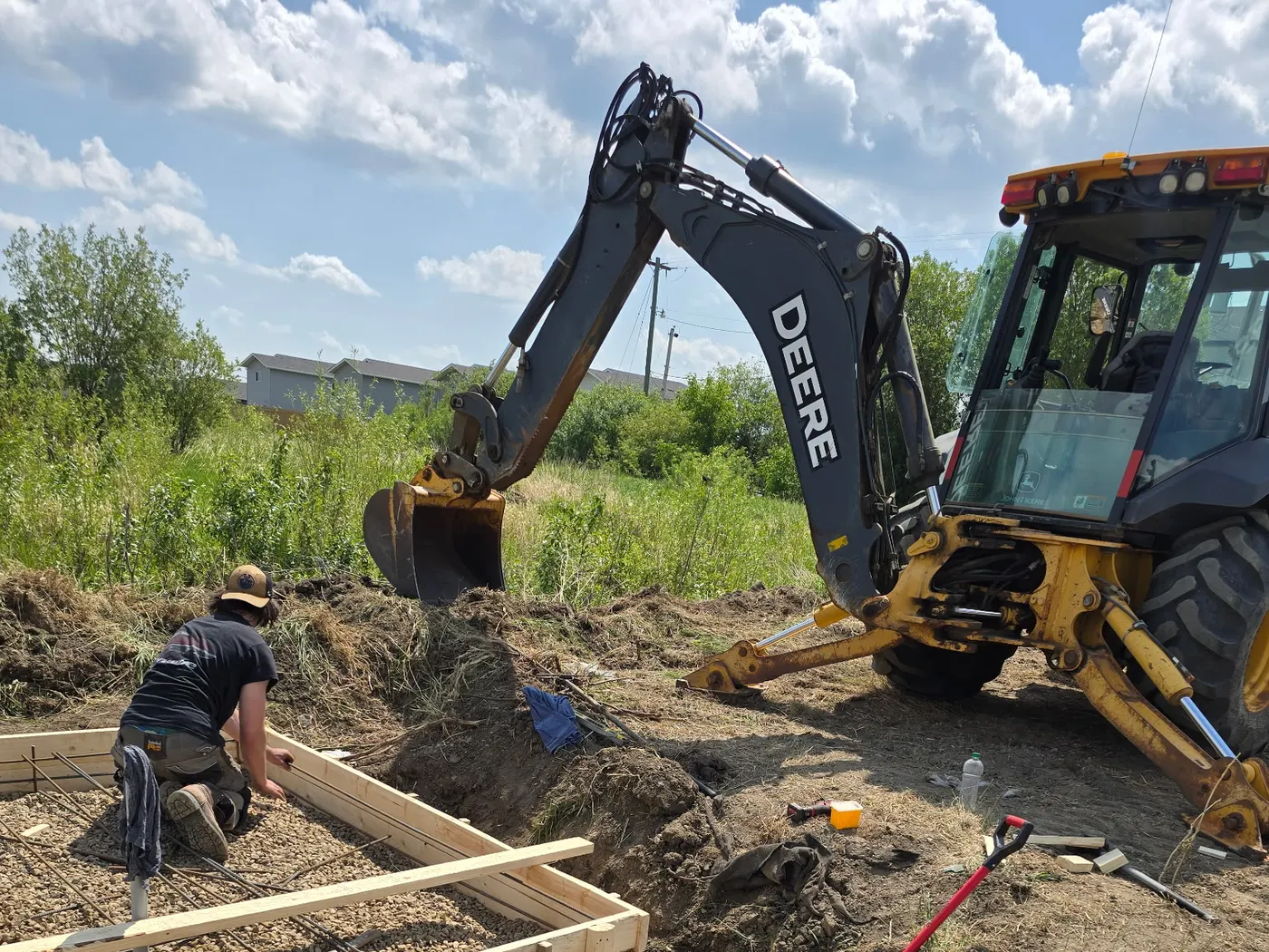 Underground pipe work during a sewer line excavation by Rhino Plumbing